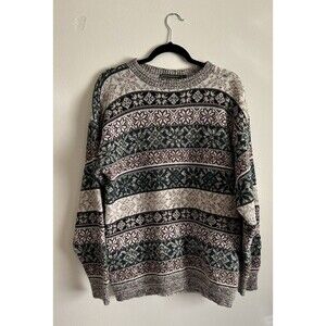 Vintage 90s Croft & Barrow Knit Crewneck Sweater Hand Framed Cotton Heavy Size L